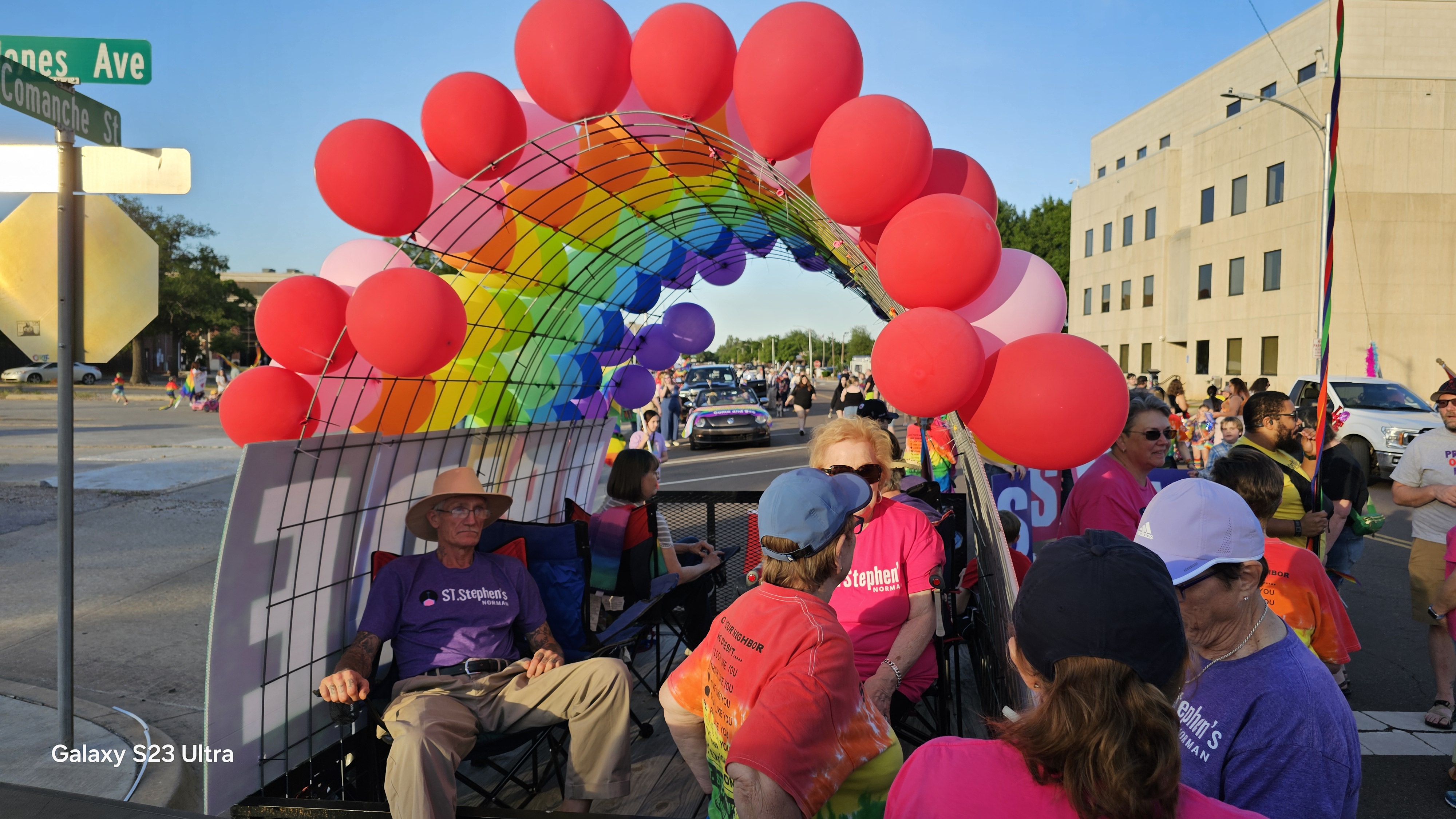 Lonnie on the St. Stephen's Pride Parade float 2025